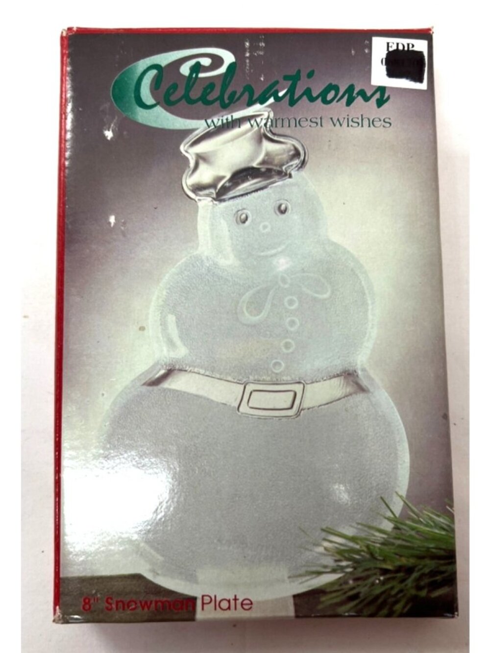 Celebrations Frosted Glass Snowman Plate 8" Holiday Decorative Serving Dish